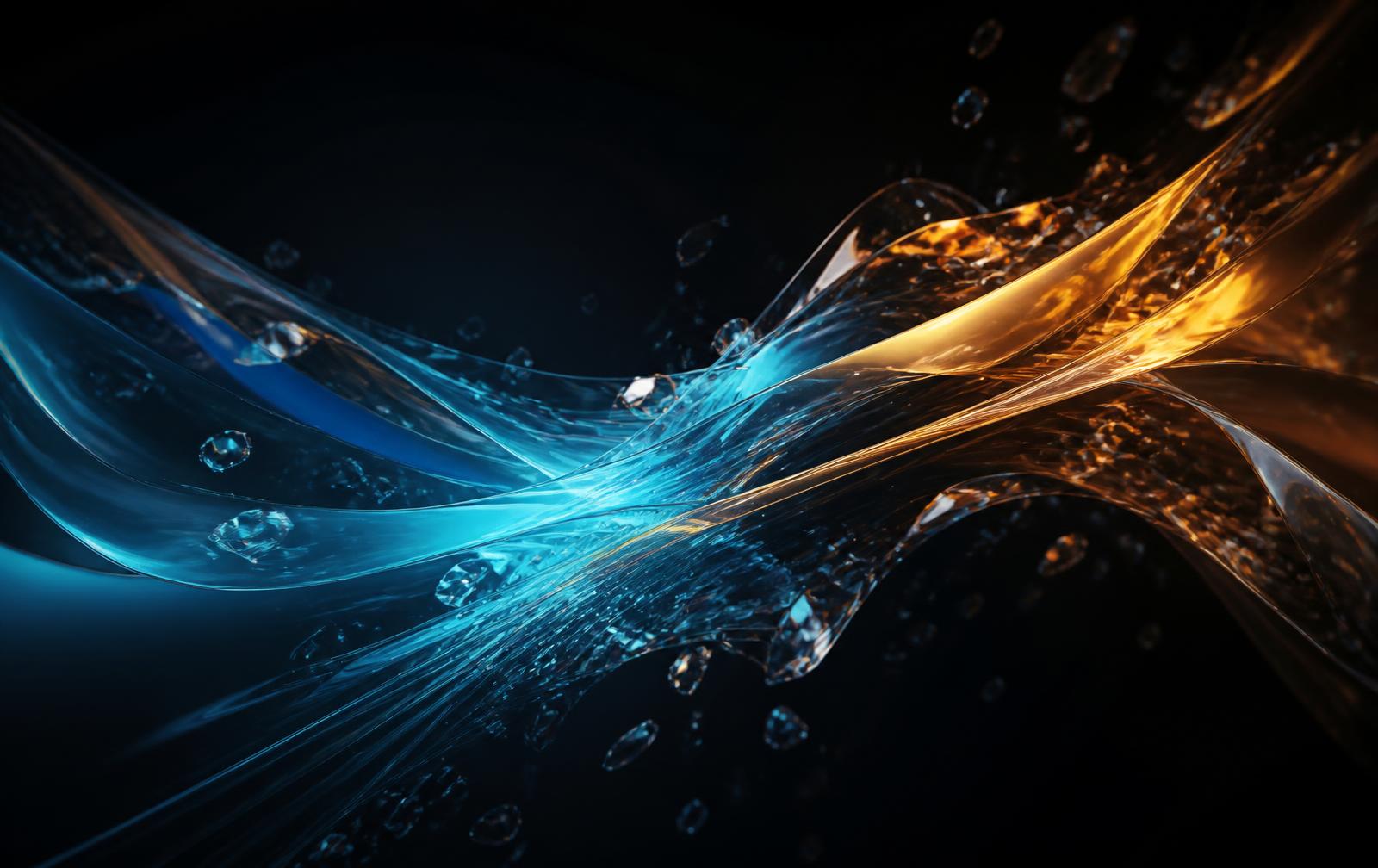 Abstract luminous light ribbons representing AI generated media